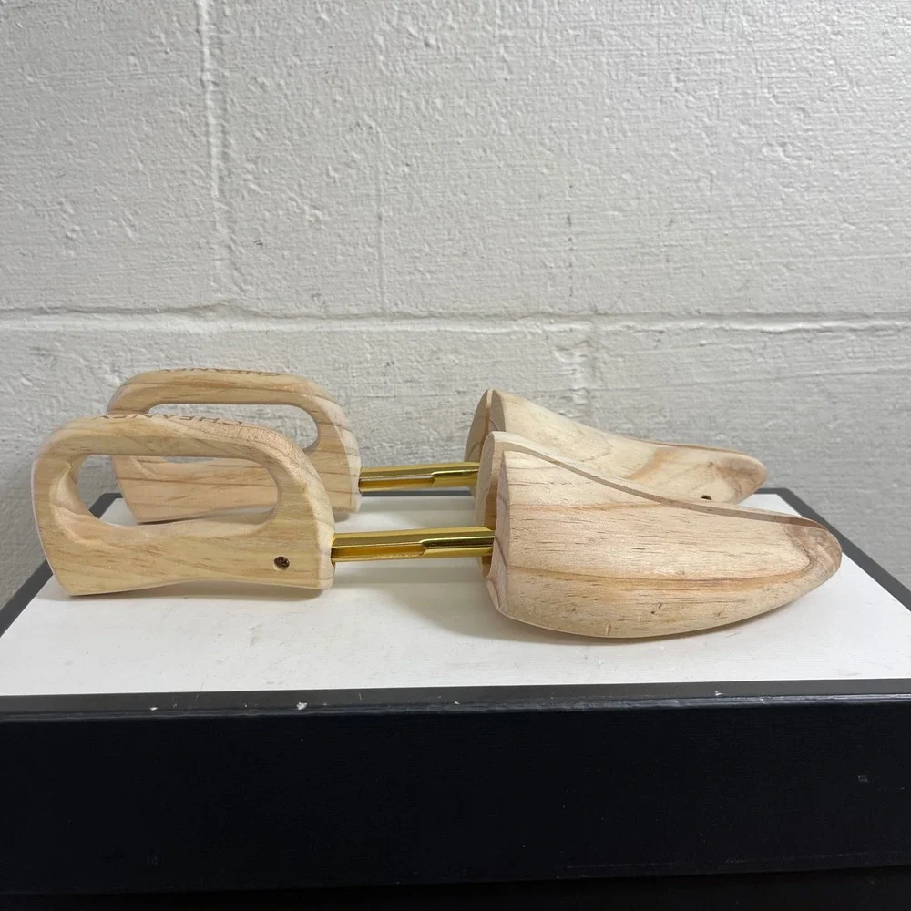 Cheaney Wood Shoe Trees Natural Split Toe Gold Tone Hardware Size L UK 10 – 11